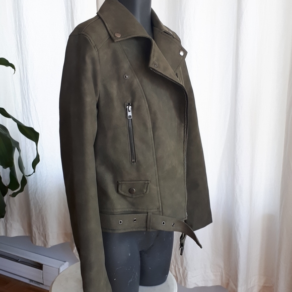 Army green FAUX leather jacket - Picture 4 of 9